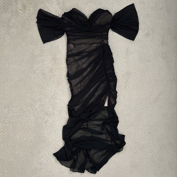 Nookie Dita Black Strapless Mesh Gown Women’s Size Medium Dress - Picture 2 of 10